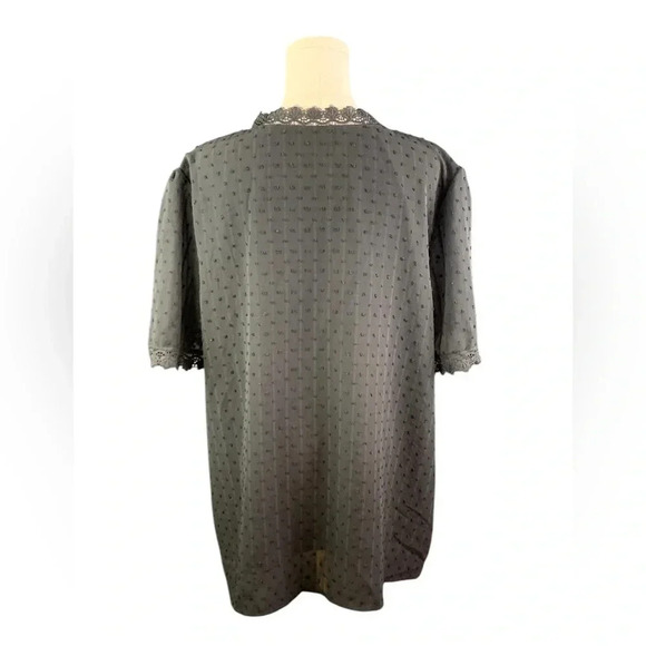 Black V Neck Blouse with Lace Details (Size 2X) - Picture 2 of 3